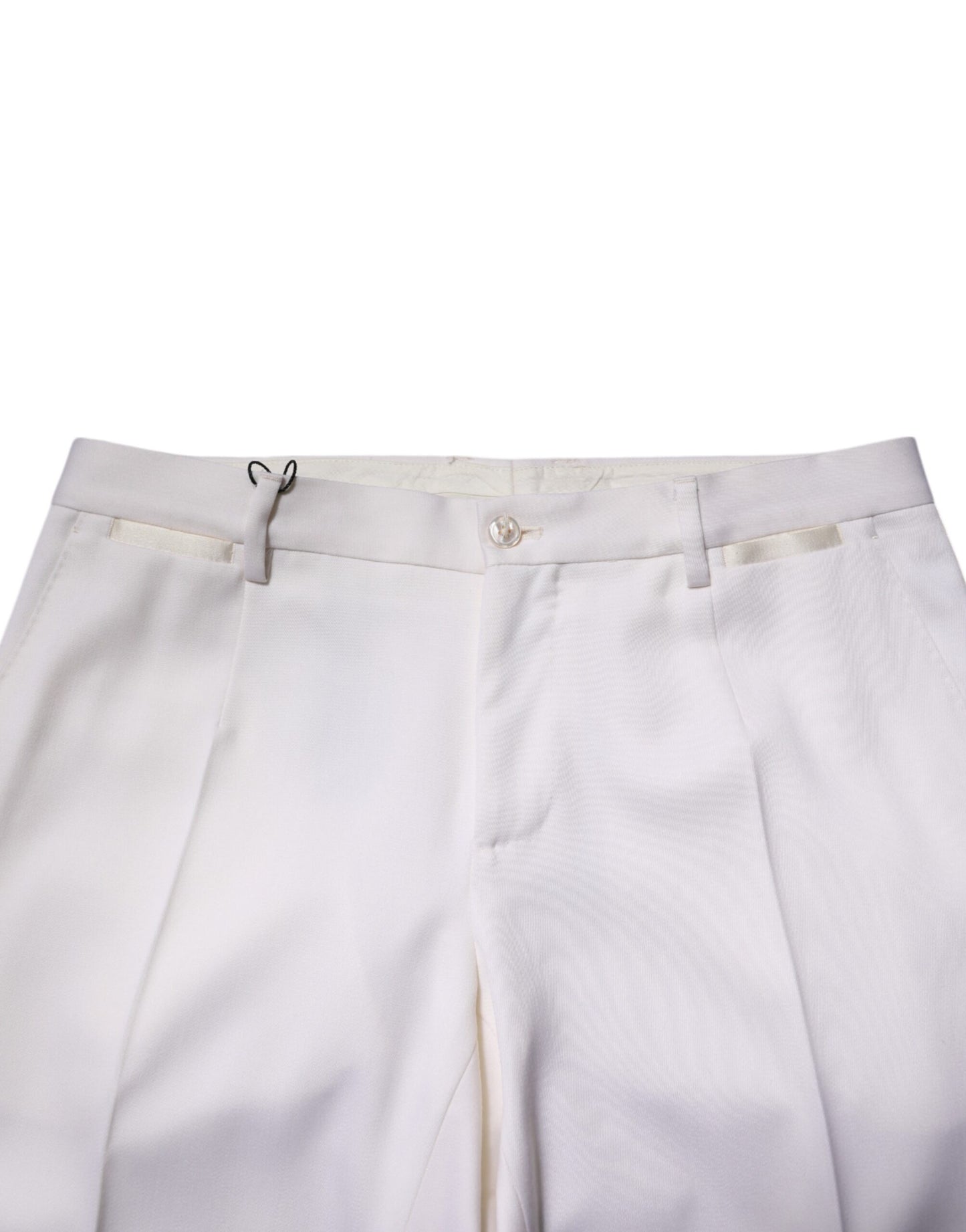 Dolce & Gabbana White Polyester Tapered Formal Trouser Pants