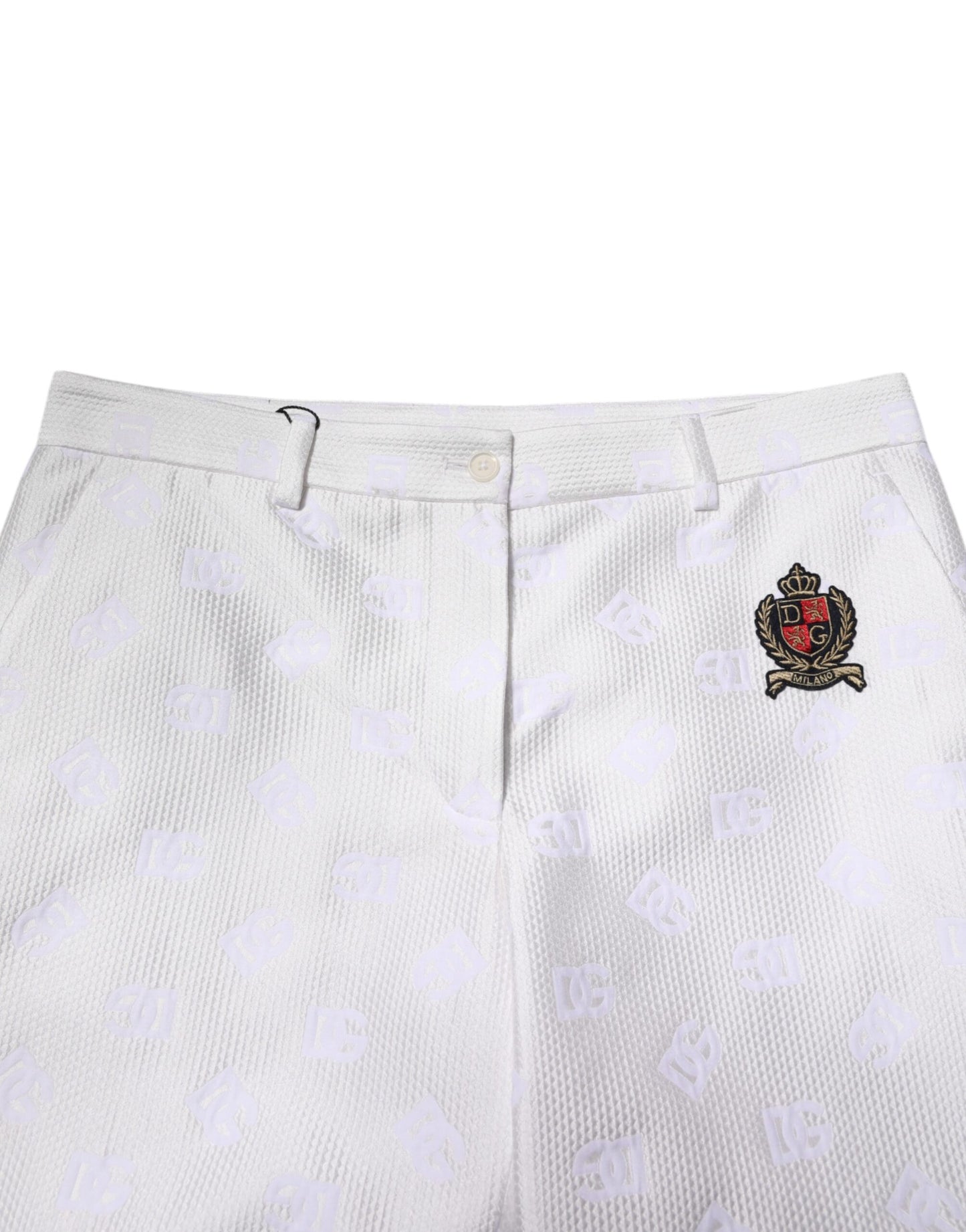 Dolce & Gabbana White DNA DG Patch Logo Cotton Trouser Shorts