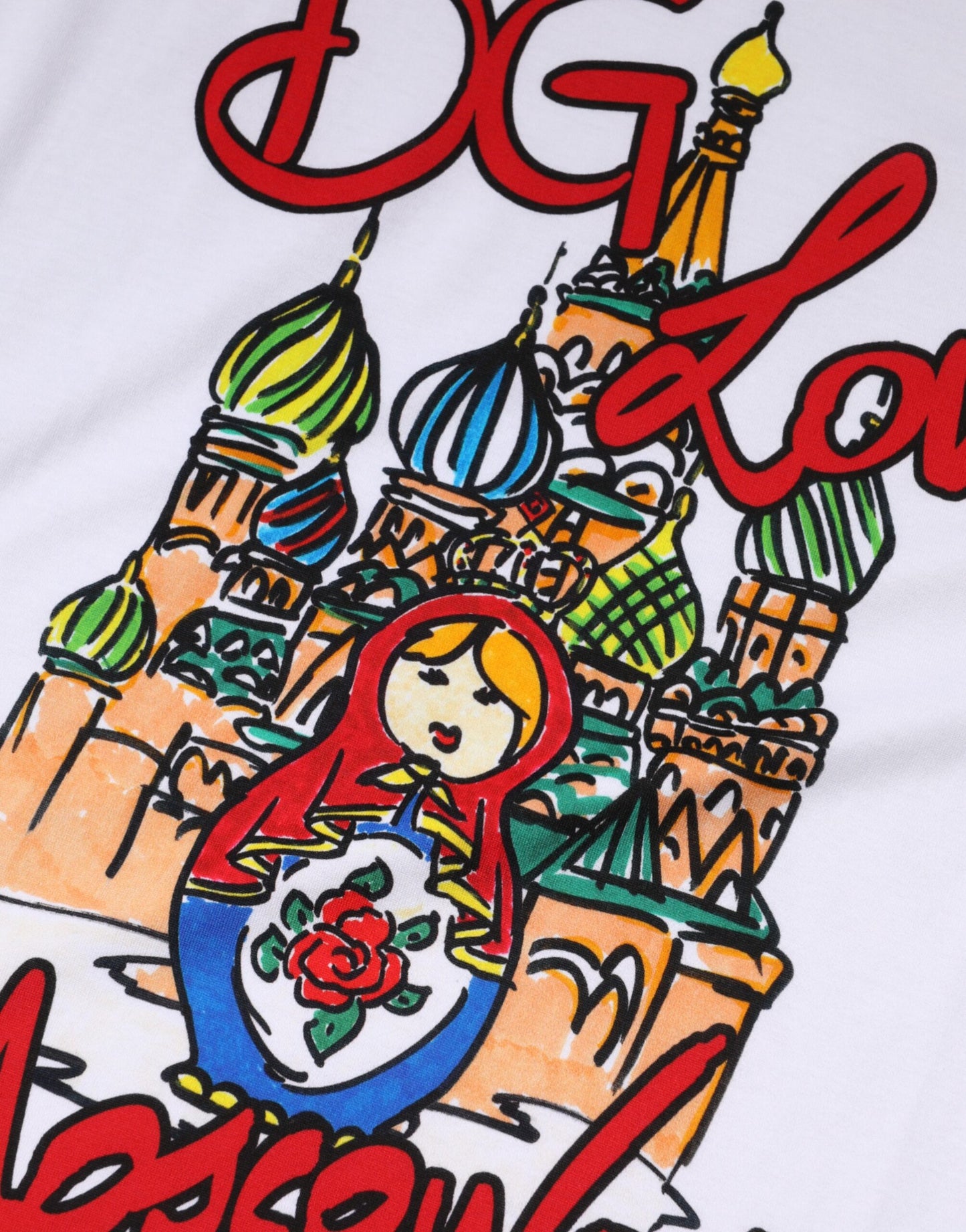 Dolce & Gabbana White DG Loves Moscow Cotton Crew Neck T-shirt